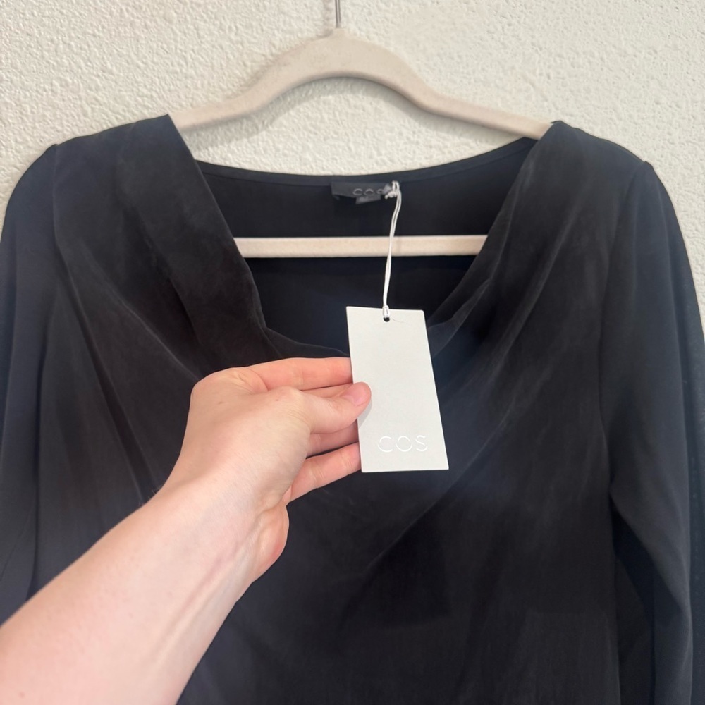 NWT Cos Womens‎ Size 6 Black Sheath Drape Neck Dress Office Preppy Minimal Boho - Picture 3 of 12